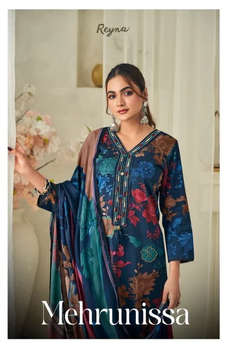 Mehrunissa By Reyna Silk Printed Embroidery Dress Material Wholesale Shop In Surat
